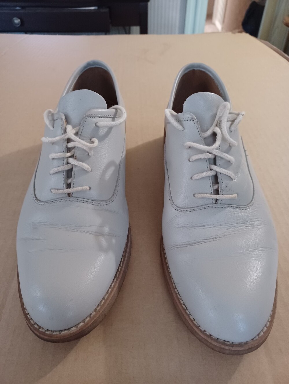LOFT & BROWNSTONE Mens Grey Oxford lace up shoes Leather  US Sz 10 Made in Spain